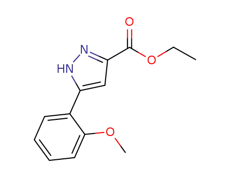 Molecular Structure of 939053-53-9 (3-(2-METHOXYPHENYL)-1H-PYRAZOLE-5-CARBOXYLIC ACID ETHYL ESTER)