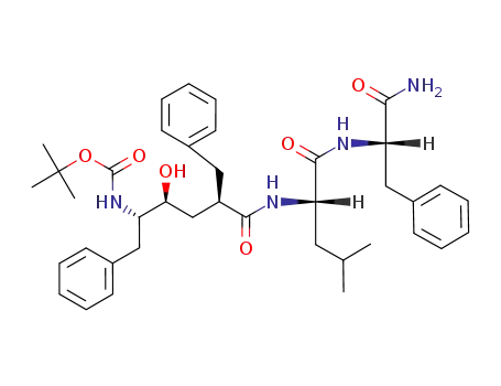Molecular Structure of 126409-24-3 (N-{(2R,4S,5S)-2-benzyl-5-[(tert-butoxycarbonyl)amino]-4-hydroxy-6-phenylhexanoyl}-L-leucyl-L-phenylalaninamide)
