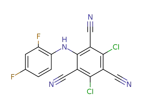 Molecular Structure of 35727-88-9 (2,4-Dichloro-6-[(2,4-difluorophenyl)amino]-1,3,5-benzenetricarbonitrile)