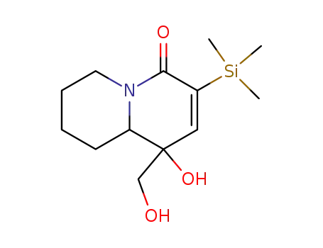 Molecular Structure of 916067-59-9 (4H-Quinolizin-4-one,
1,6,7,8,9,9a-hexahydro-1-hydroxy-1-(hydroxymethyl)-3-(trimethylsilyl)-)