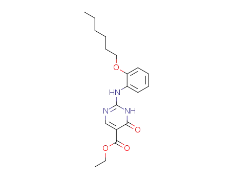 Molecular Structure of 98771-65-4 (2-(2-Hexyloxy-phenylamino)-6-oxo-1,6-dihydro-pyrimidine-5-carboxylic acid ethyl ester)