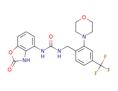 Molecular Structure of 1338064-70-2 (1-(4-(trifluoromethyl)-2-(4-morpholino)benzyl)-3-(2,3-dihydro-2-oxobenzo[d]oxazol-4-yl)urea)