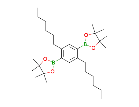 Molecular Structure of 374934-77-7 (1,4-bis(4,4,5,5-tetramethyl-1,3,2-dioxaborolanyl)-2,5-di-n-hexylbenzene)
