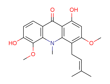9(10H)-Acridinone,1,6-dihydroxy-3,5-dimethoxy-10-methyl-4-(3-methyl-2-buten-1-yl)-