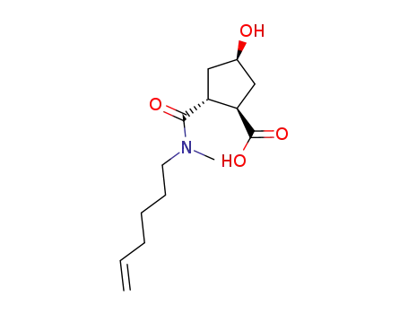 Molecular Structure of 922727-92-2 ((1R,2R,4R)-2-(hex-5-enyl-methyl-carbamoyl)-4-hydroxy-cyclopentanecarboxylic acid)