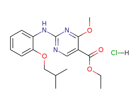 Molecular Structure of 124769-87-5 (ethyl 4-methoxy-3-<2-(2-methylpropoxy)anilino>-5-pyrimidinecarboxylate hydrochloride)