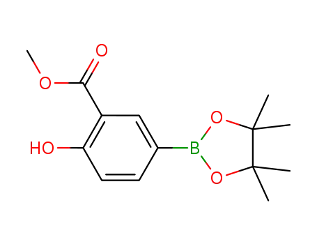 Molecular Structure of 1352730-33-6 (methyl 2-hydroxy-5-(4,4,5,5-tetramethyl-1,3,2-dioxaborolan-2-yl)benzoate)