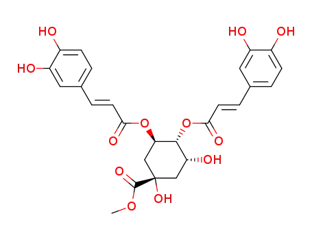 Molecular Structure of 114637-83-1 (Cyclohexanecarboxylicacid,3,4-bis[[(2E)-3-(3,4-dihydroxyphenyl)-1-oxo-2-propen-1-yl]oxy]-1,5-dihydroxy-,methyl ester, (1S,3R,4R,5R)-)
