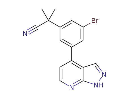 2-(3-bromo-5-(1H-pyrazolo[3,4-b]pyridin-4-yl)phenyl)-2-methylpropanenitrile