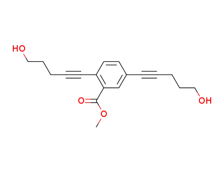 Molecular Structure of 857349-10-1 (methyl 2,5-bis(5-hydroxy-1-pentynyl)benzoate)