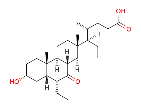 Molecular Structure of 915038-26-5 (3α-hydroxy-6-ethyl-7-keto-5β-cholan-24-oic acid)