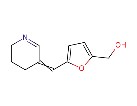 Molecular Structure of 81474-53-5 ({5-[5,6-Dihydro-4H-pyridin-(3E)-ylidenemethyl]-furan-2-yl}-methanol)