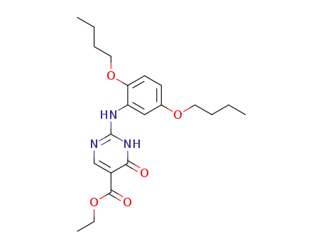 Molecular Structure of 98771-80-3 (2-(2,5-Dibutoxy-phenylamino)-6-oxo-1,6-dihydro-pyrimidine-5-carboxylic acid ethyl ester)