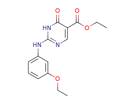 Molecular Structure of 124769-44-4 (2-(3-Ethoxy-phenylamino)-6-oxo-1,6-dihydro-pyrimidine-5-carboxylic acid ethyl ester)