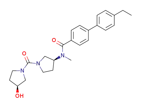 Molecular Structure of 764722-72-7 (4'-Ethyl-biphenyl-4-carboxylic acid [(S)-1-((S)-3-hydroxy-pyrrolidine-1-carbonyl)-pyrrolidin-3-yl]-methyl-amide)