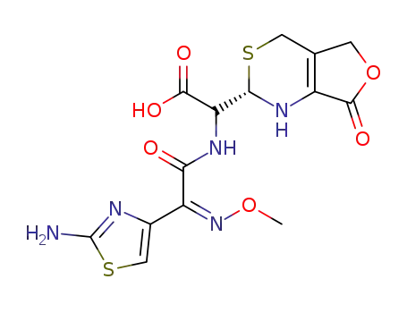 Molecular Structure of 95480-64-1 (4H-Furo[3,4-d][1,3]thiazine-2-acetic acid,
a-[[(2-amino-4-thiazolyl)(methoxyimino)acetyl]amino]-1,2,5,7-tetrahydro
-7-oxo-)