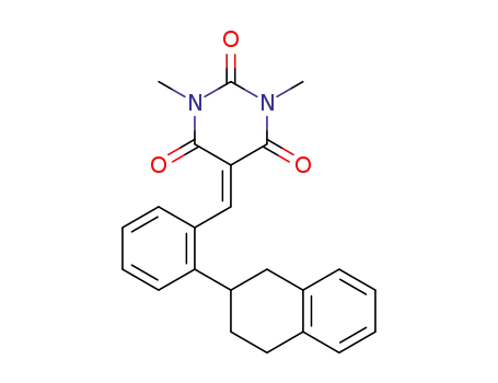 Molecular Structure of 1361132-12-8 (1,3-dimethyl-5-(2-(1,2,3,4-tetrahydronaphthalen-2-yl)benzylidene)pyrimidine-2,4,6(1H,3H,5H)-trione)