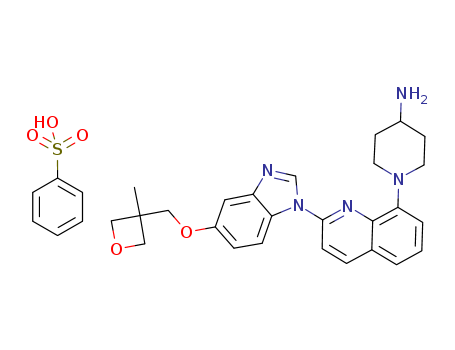 SAGECHEM/1-(2-(5-((3-methyloxetan-3-yl)methoxy)-1H-benzo[d]imidazol-1-yl)quinolin-8-yl)piperidin-4-amine. PhSO3H