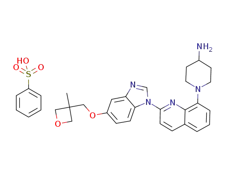 Molecular Structure of 670220-93-6 (4-Piperidinamine,
1-[2-[5-[(3-methyl-3-oxetanyl)methoxy]-1H-benzimidazol-1-yl]-8-quinolin
yl]-, monobenzenesulfonate)