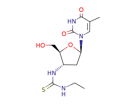 Molecular Structure of 132149-33-8 (Thymidine, 3-deoxy-3-[[(ethylamino)thioxomethyl]amino]-)