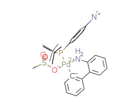 Molecular Structure of 1820817-64-8 (Methanesulfonato{[4-(N,N-dimethylamino)phenyl]di-t-butylphosphino}(2'-amino-1,1'-biphenyl-2-yl)palladium(II), min. 98% [Amphos Palladacycle Gen. 3])