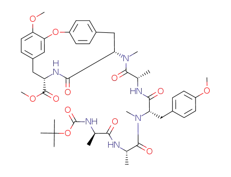 BOC-D-alanyl-L-alanyl-N,O-dimethyl-L-tyrosyl-L-alanyl-N-methyl-L-tyrosyl-O-methyl-L-tyrosine cyclic 5<sup>4</sup><*>6<sup>3</sup> ether, methyl ester