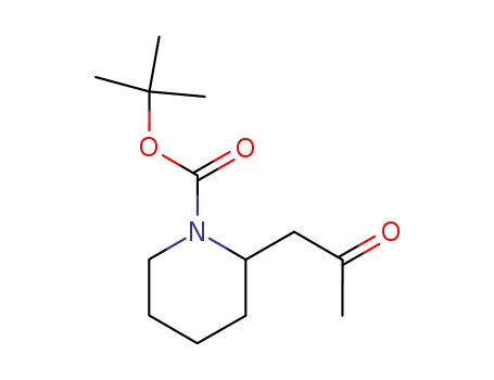 Molecular Structure of 63459-12-1 (1-Piperidinecarboxylic acid, 2-(2-oxopropyl)-, 1,1-dimethylethyl ester)