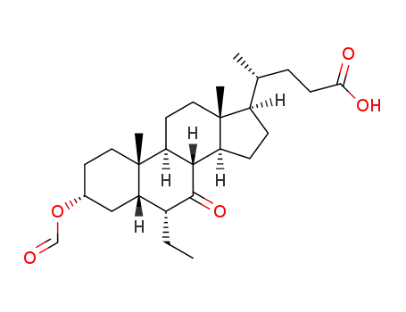 Molecular Structure of 1537866-42-4 (6α-ethyl-3α-formyloxy-7-keto-5β-cholan-24-oic acid)