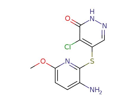 Molecular Structure of 86109-81-1 (3(2H)-Pyridazinone, 5-[(3-amino-6-methoxy-2-pyridinyl)thio]-4-chloro-)