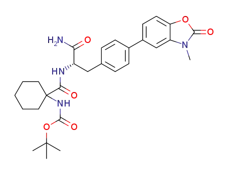 Molecular Structure of 1352152-02-3 ((S)-tert-butyl 1-(1-amino-3-(4-(3-methyl-2-oxo-2,3-dihydrobenzo[d]oxazol-5-yl)phenyl)-1-oxopropan-2-ylcarbamoyl)cyclohexylcarbamate)