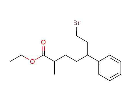 Molecular Structure of 188670-37-3 (7-Bromo-2-methyl-5-phenyl-heptanoic acid ethyl ester)
