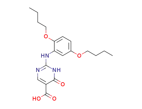 Molecular Structure of 98772-32-8 (2-(2,5-Dibutoxy-phenylamino)-6-oxo-1,6-dihydro-pyrimidine-5-carboxylic acid)