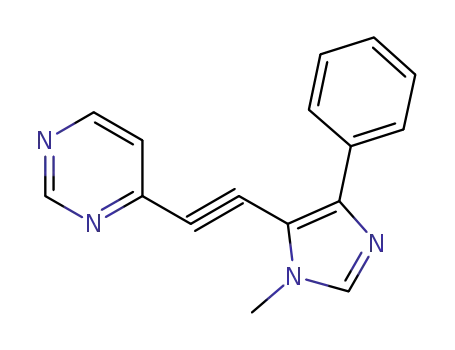 Molecular Structure of 723341-85-3 (4-[(1-methyl-4-phenyl-1H-imidazol-5-yl)ethynyl]pyrimidine)