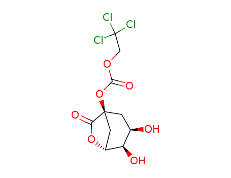 Molecular Structure of 123716-83-6 (Carbonic acid,
(1S,3R,4R,5R)-3,4-dihydroxy-7-oxo-6-oxabicyclo[3.2.1]oct-1-yl
2,2,2-trichloroethyl ester)