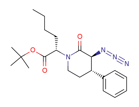 Molecular Structure of 138571-31-0 (3(S)-azido-α(S)-butyl-2-oxo-4(S)-phenyl-1-piperidineacetic acid tert-butyl ester)