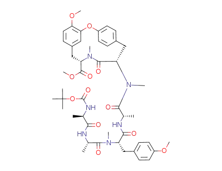 BOC-D-alanyl-L-alanyl-N,O-dimethyl-L-tyrosyl-L-alanyl-N-methyl-L-tyrosyl-N,O-dimethyl-L-tyrosine cyclic 5<sup>4</sup><*>6<sup>3</sup> ether, methyl ester