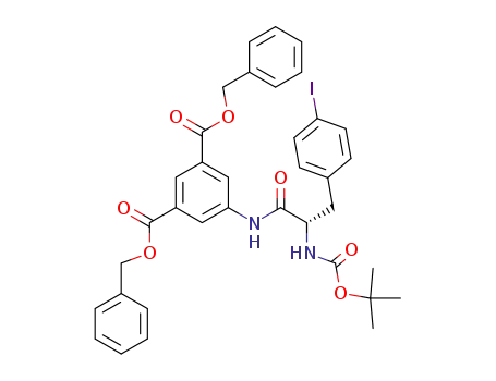 Molecular Structure of 178896-43-0 (5-[(S)-2-tert-Butoxycarbonylamino-3-(4-iodo-phenyl)-propionylamino]-isophthalic acid dibenzyl ester)