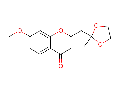 Molecular Structure of 104783-92-8 (7-methoxy-5-methyl-2-((2-methyl-1,3-dioxolan-2-yl)methyl)-4H-chromen-4-one)