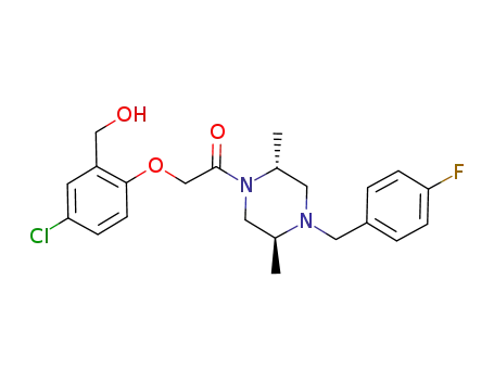 Molecular Structure of 478833-49-7 (Piperazine,
1-[[4-chloro-2-(hydroxymethyl)phenoxy]acetyl]-4-[(4-fluorophenyl)methyl]-
2,5-dimethyl-, (2R,5S)-)
