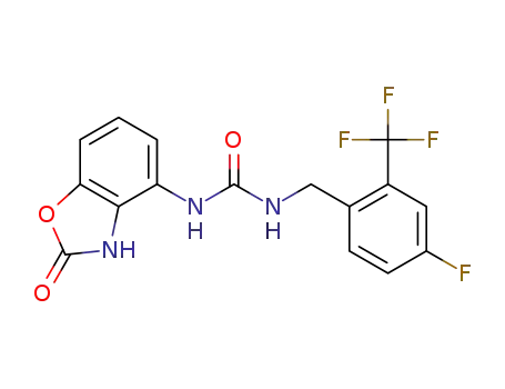 Molecular Structure of 1338064-65-5 (1-(4-fluoro-2-(trifluoromethyl)benzyl)-3-(2,3-dihydro-2-oxobenzo[d]oxazol-4-yl)urea)