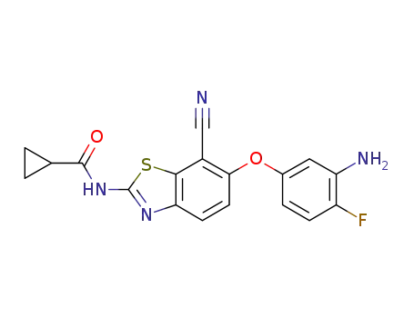 N-[6-(3-amino-4-fluorophenoxy)-7-cyano-1,3-benzothiazol-2-yl]cyclopropanecarboxamide