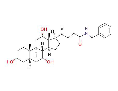 Molecular Structure of 86678-86-6 (3α,7α,12α-Trihydroxy-N-benzyl-5β-cholan-24-amide)