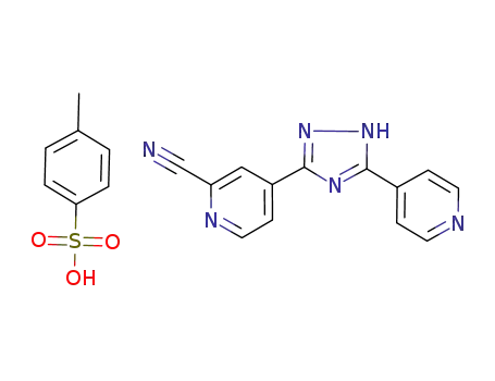 Molecular Structure of 577778-88-2 (2-Pyridinecarbonitrile, 4-[5-(4-pyridinyl)-1H-1,2,4-triazol-3-yl]-,
mono(4-methylbenzenesulfonate))