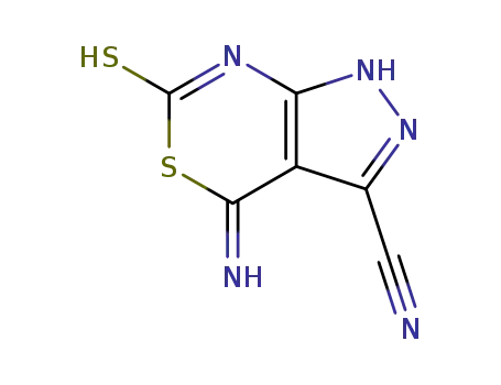 Molecular Structure of 73236-29-0 (4-amino-6-thioxo-1,6-dihydropyrazolo[3,4-d][1,3]thiazine-3-carbonitrile)