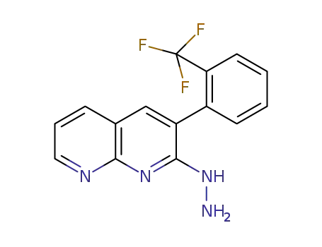Molecular Structure of 1246464-10-7 (2-hydrazinyl-3-(2-(trifluoromethyl)phenyl)-1,8-naphthyridine)