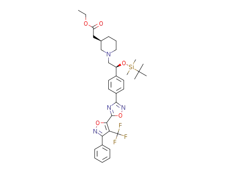 ethyl 2-((R)-1-((S)-2-(tert-butyldimethylsilyloxy)-2-(4-(5-(3-phenyl-4-(trifluoromethyl)isoxazol-5-yl)-1,2,4-oxadiazol-3-yl)phenyl)ethyl)piperidin-3-yl)acetate