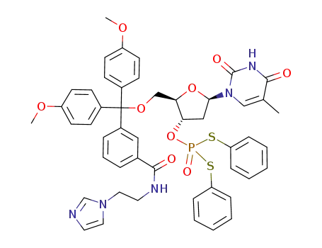 Dithiophosphoric acid O-[(2R,3S,5R)-2-[[3-(2-imidazol-1-yl-ethylcarbamoyl)-phenyl]-bis-(4-methoxy-phenyl)-methoxymethyl]-5-(5-methyl-2,4-dioxo-3,4-dihydro-2H-pyrimidin-1-yl)-tetrahydro-furan-3-yl] ester S,S'-diphenyl ester