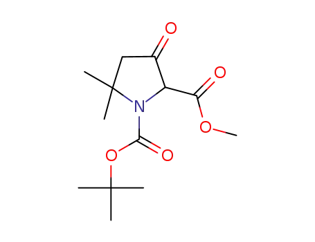 Molecular Structure of 1426680-65-0 (methyl N-(tert-butoxycarbonyl)-5,5-dimethyl-3-oxopyrrolidine-2-carboxylate)