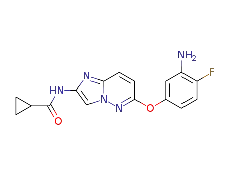 Molecular Structure of 1005781-39-4 (N-[6-(3-amino-4-fluorophenoxy)imidazo[1,2-b]pyridazin-2-yl]cyclopropanecarboxamide)
