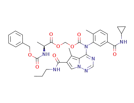(S)-((5-(cyclopropylcarbamoyl)-2-methylphenyl)(5-methyl-6-(propylcarbamoyl)pyrrolo[1,2-f][1,2,4]triazin-4-yl)carbamoyloxy)methyl 2-(benzyloxycarbonyl)propanoate